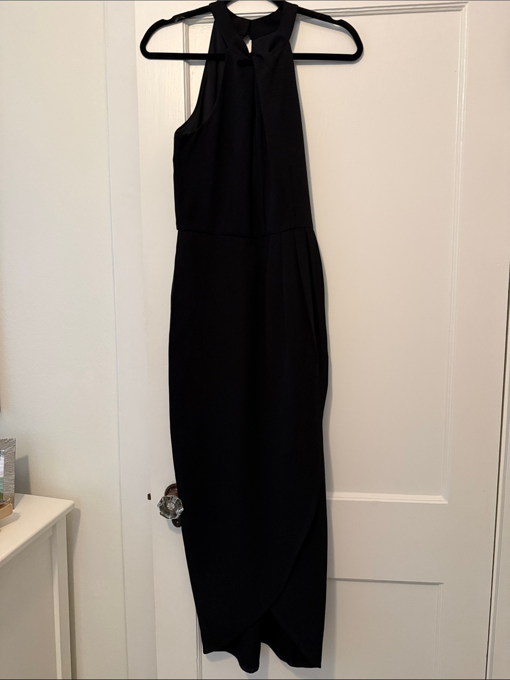 Black Halter Maxi Dress with tulip hem - Elegant Evening Dress